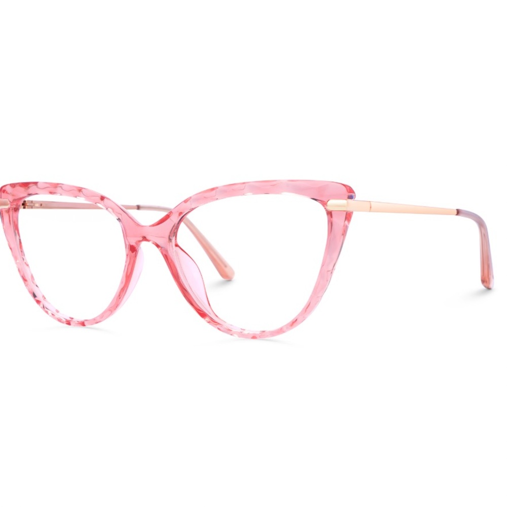 ZEELOOL -5.00 Prescription Pink Crystal Faceted Fashion Glasses - Picture 2 of 6